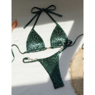Bikini tam giác vải nhung phối hạt siêu hot