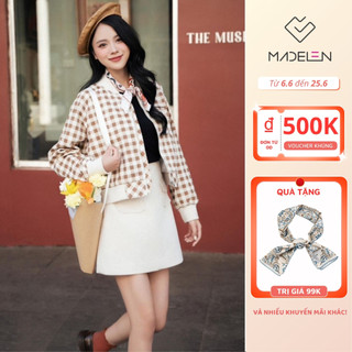 Chân váy nhung chữ A túi hộp dáng ngắn MADELEN