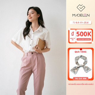 Áo sơ mi ngắn tay nữ trơn nhiều màu 2022 MADELEN