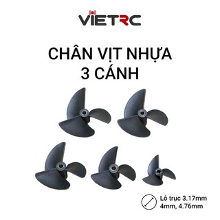 Chân vịt nhựa 3 cánh (3 lá) trục 4mm / 4.76mm size 36mm, 47mm, 52mm, 55mm, 57mm ráp tàu/cano
