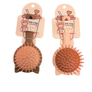 Lược Đệm Khí Gỡ Tóc Rối Mèo Nâu Tròn Siêu Cute No.7108(TRÒN-Nâu)