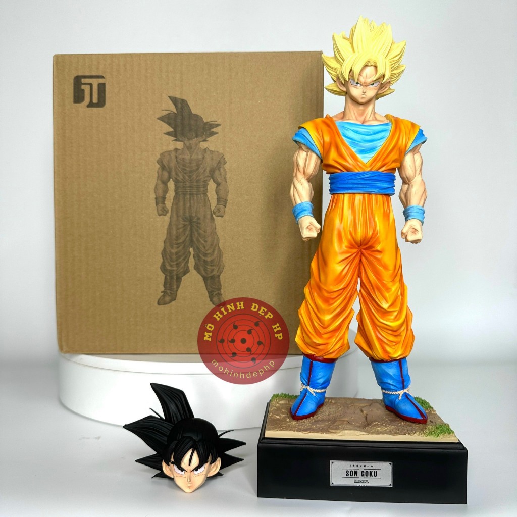 Mô hình SonGoku ssj2 team Z 2 đầu thay thế cao 34cm goku dragonball bảy viên ngọc rồng