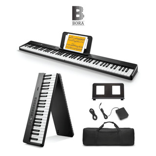 Đàn piano điện gấp gọn, Digital Foldable Piano - Bora New BR66 - Black, Travel Piano, Bluetooth, 88 phím cảm ứng lực