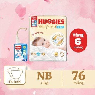 Tã / Bỉm Dán Sơ Sinh Lọt Lòng Huggies Dry NB70 (70 miếng) +6  NB40(40 miếng) dưới 5kg bao bì mới
