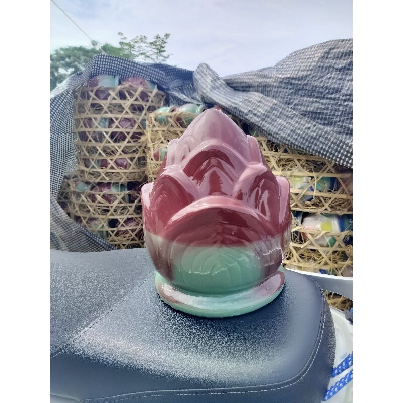 Búp sen, hoa sen gốm sứ gắn mộ, tường rào, trụ cổng, nhà mồ gốm sứ Bát Tràng