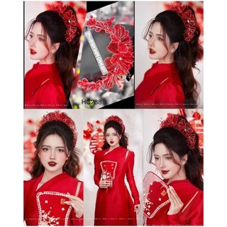 Những mẫu cài đỏ, cài tóc cô dâu