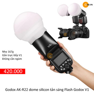 Godox AK-R22 Diffuser Dome silicon tản sáng Flash Godox V1 gắn trực tiếp