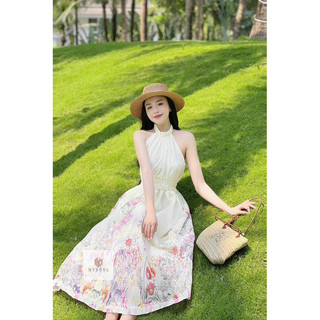 Váy hoa chân cổ yếm chun eo SML 470k