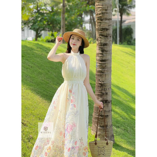 Váy hoa chân cổ yếm chun eo SML 470k