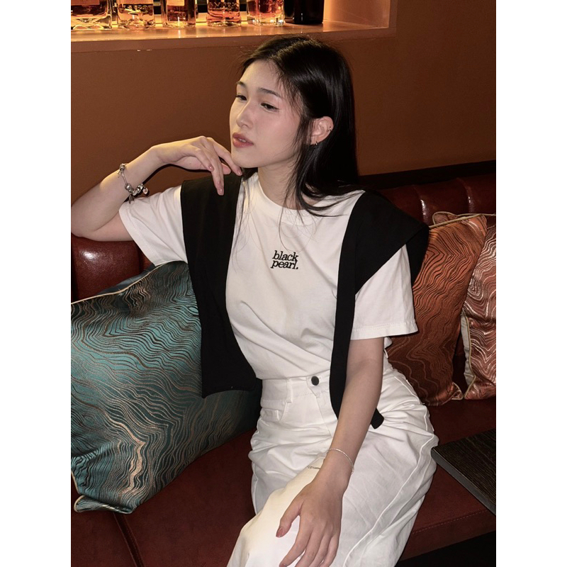 Áo Thun Nữ Baby Tee JUSTDUN B1 – Thêu “BLACK PEARL”, Chất Cotton Mềm Mịn, Co Giãn Nhẹ, Form Gọn Trẻ Trung | BigBuy360 - bigbuy360.vn