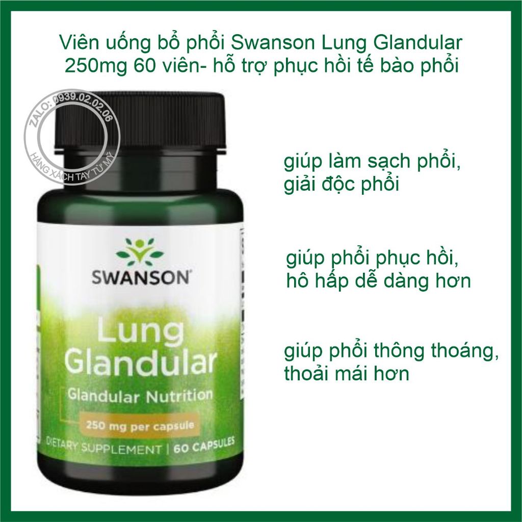 Viên uống bổ phổi Lung Glandular Swanson 60 viên