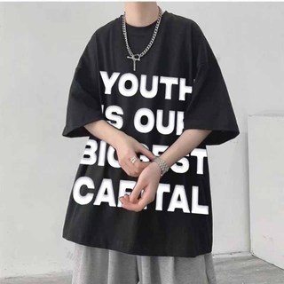 ⚡️ VIDEO ẢNH THẬT ⚡️ Áo Thun Nam Nữ Cổ Tròn Uniex In Chữ YOUTH Tay Lỡ Form Rộng Chất Xốp Mè - unisex