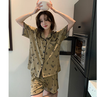 Đồ bộ pijama mùa hè ren mỏng mẫu hoa xinh xắn, bộ ngủ nữ mặc nhà phối màu Vintage thời trang đẹp 9725