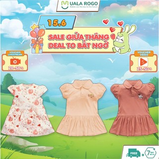 Váy bé gái Ualarogo 6 tháng - 4 tuổi vải modal fabric co giãn thoáng mát cổ tròn cộc tay 3637