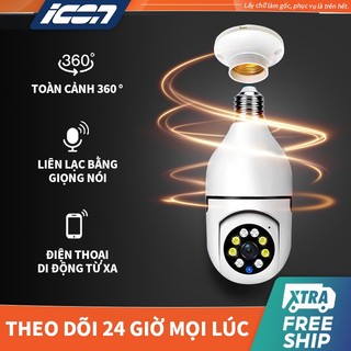 ICON Camera giám sát gia đình, camera giám sát 360° siêu nét, điều khiển bằng điện thoại, trò chuyện bằng giọng nói