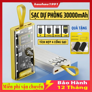 Sạc Dự Phòng 30.000MAH Trong Suốt , Sạc Nhanh PD 120W/20W , Thiết Kế Trong Suốt, Tích Hợp Đèn Ngủ, Bảo Hành 12 tháng