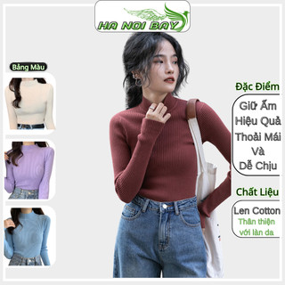 Áo len,áo len cổ 3 phân nữ giữ nhiệt mùa thu đông dài tay cổ giữa slim fit phong cách hàn quốc sh03