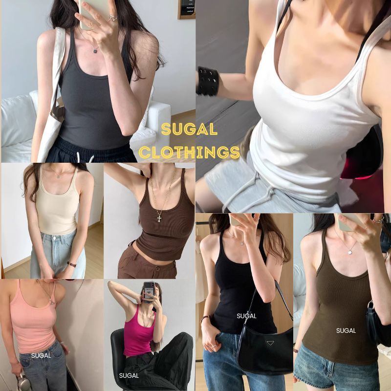 Áo Ba Lỗ Dây Nhỏ Cá Tính Chất Liệu Thun Cotton Mềm Mịn Thấm Hút Mồ Hôi Thời Trang Sugal TOP NU 158V1