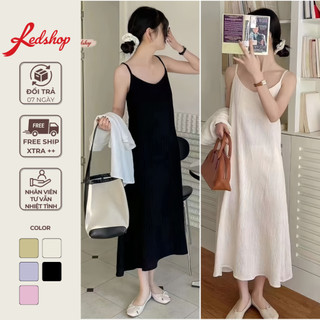 Đầm Dài 2 Dây Redshop.official.store , Váy Dài 2 Dây Dáng Suông Chất Liệu Đũi Thoáng Mát 303095