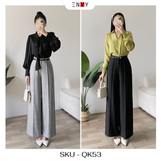 Quần Tây Ống Rộng BASIC Lưng Cao ENVY QK53