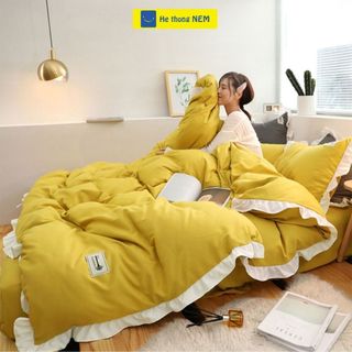  Set chăn ga gối 5 món Hệ Thống Nệm cao cấp Bộ vỏ chăn ga ra drap grap gối nệm đệm 5 món phủ giường vải cotton 100% 