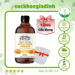 Giấm táo mật ong hữu cơ barnes naturals 500ml