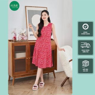 Váy mặc nhà lanh lụa mềm mát nhiều hoạ tiết- váy ngủ nữ sát nách đuôi cá