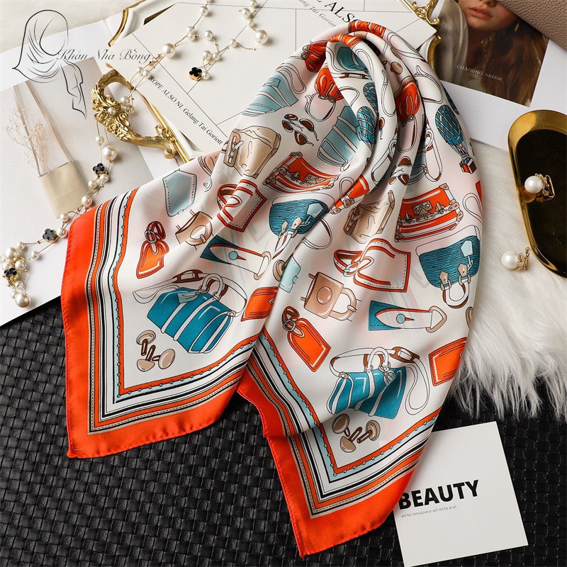 KHĂN VUÔNG VINTAGE CAO CẤP - Bandana Lụa - Khăn Lụa Vuông Bandana Lụa Trùm Đầu - KHĂN NHÀ BỐNG