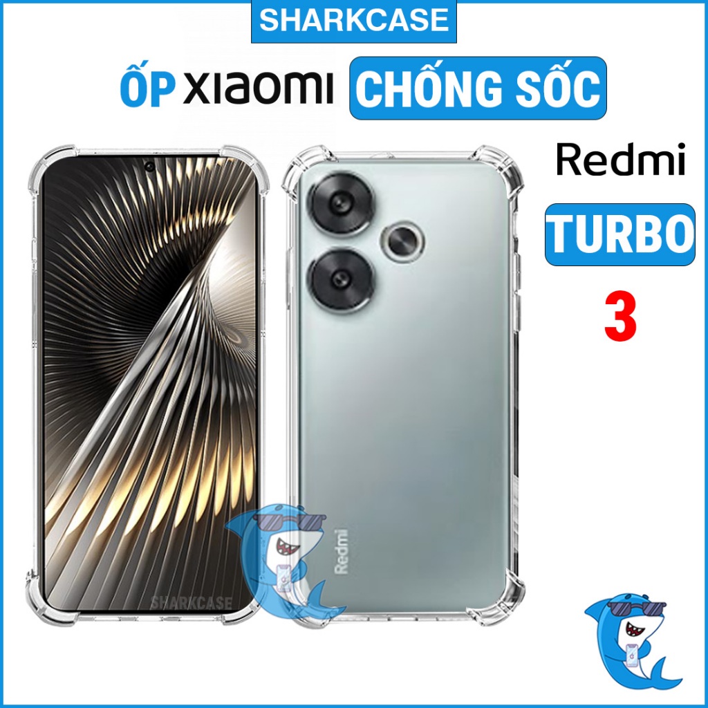 Ốp lưng Redmi turbo 3 nhựa dẻo trong suốt silicon cao cấp chống sốc bảo vệ cam điện thoại toàn diện
