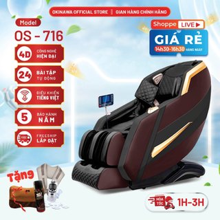 Ghế massage Okinawa OS - 716 con lăn di chuyển 4D bằng silicon, điều khiển bằng giọng nói