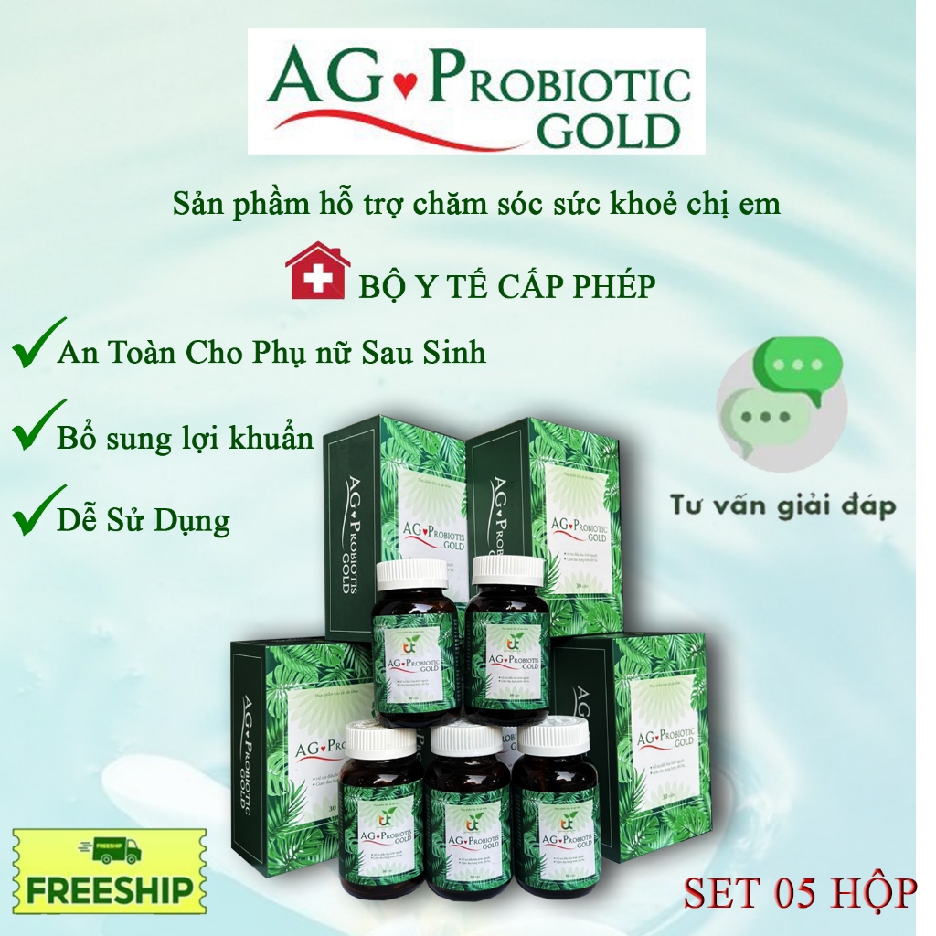 SET 5 HÔP AG PROBIOTIC  GOLD HỖ TRỢ DỌN DẸP KHÍ HƯ HUYẾT TRẮNG VLT