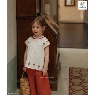 Bh24217 - bộ mls bg áo thêu hoa linen quần ngỗ nâu
