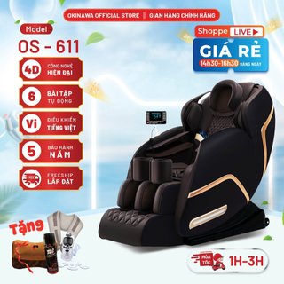 Ghế massage toàn thân Okinawa Os-611, massage di chuyển 4D, 6 bài tập, điều khiển tiếng Việt