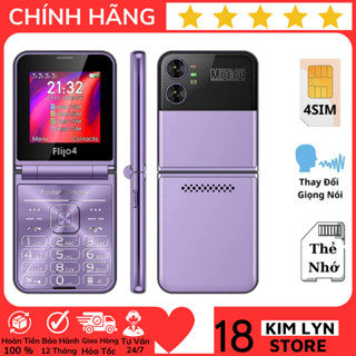 Điện Thoại 4 Sim Nắp Gập Flilo4 Chức Năng Thay Đổi Giọng Nói Loa Lớn Pin Dùng 5 Đến 7 Ngày Có Đèn Pin Bảo Hành 12 Tháng