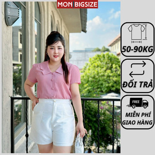 Áo bigsize nữ kiểu cổ V nút bọc vải xốp dự tiệc đi chơi sang chảnh MON big size 50 - 90kg