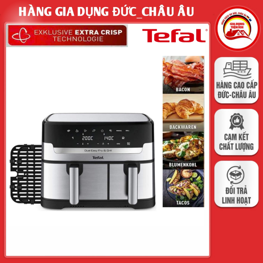 Nồi chiên không dầu điện tử Tefal Dua Easy Fry & Grill EY905D10 8.3L