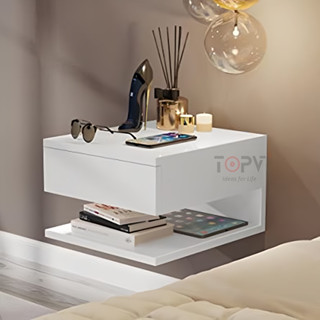 Tủ để đầu giường thông minh treo tường kệ tab đầu giường kèm đèn ngủ mini táp decor gỗ kê phòng ngủ bàn ghế TopV