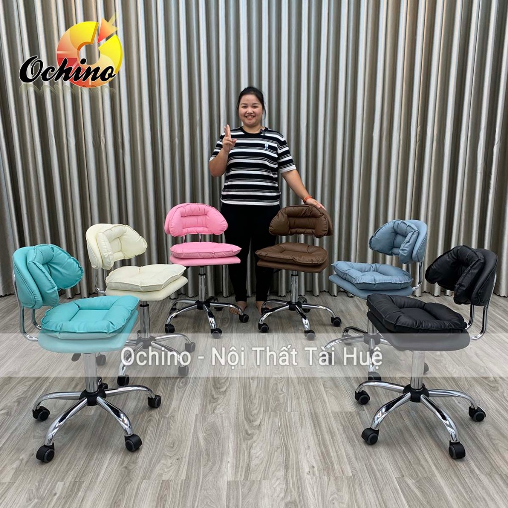 Ghế Makeup Chân Bánh Xe Nhựa Nhện Mẫu Tai Bèo Cao 40-55Cm (Hàng Sẵn)