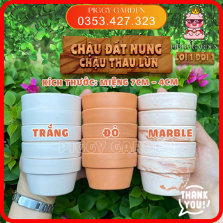 Chậu đất nung - Chậu trồng sen đá, xương rồng - Chậu thau lùn miệng 7cm cao 4cm nhiều màu