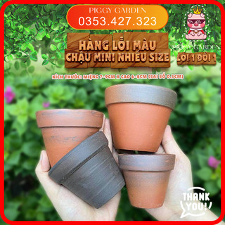 Hàng lỗi màu chậu mini nhiều size màu đỏ đen - chậu trồng sen đá, xương rồng