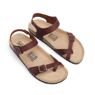 DK14 - Dép Đế Trấu Sandal  Briken da bò Xỏ Ngón Unisex Nam và Nữ Bioline VietNam Lót Chống Nước