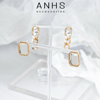 Bông tai đá kim loại lofi | anhs accessories