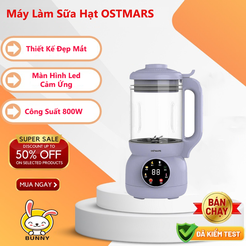 Máy Làm Sữa Hạt Đa Năng 𝐎𝐒𝐓𝐌𝐀𝐑𝐒 Dung Tích 1000ml, Công Suất 800W, Máy Làm Sữa Đậu Nành, Nấu Sữa Ngô.