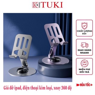 * Hàng đẹp * Giá đỡ ipad, điện thoại để bàn gấp gọn, chất liệu kim loại xoay 360 độ - chắc chắn, siêu bền