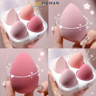  Bộ 4 mút trang điểm kèm hộp đựng mút xốp trang điểm hình quả trứng trang điểm nền ướt mút trang điểm dễ sử dụng. 