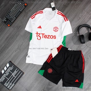 Áo Bóng Đá Manchester sân khách màu Trắng Xanh mùa giải 2021-2022, Vải gai thái chuẩn áo thi đấu phom 43-90kg