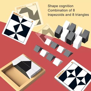 Đồ chơi trí tuệ iq xếp hình 3d khối xây dựng ẩn, trò chơi trí tuệ 4wisdom 2 màu đen trắng