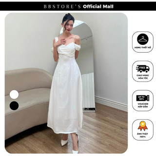 Đầm lụa xòe lệch vai dự tiệc sang trọng bbstore's -d1293