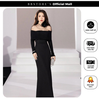  Đầm Body Đuôi Cá Trễ Vai Tay Dài Dự Tiệc Tôn Dáng (không kèm tag hoa) BBSTORE'S -D2773