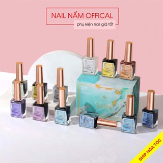 Set cồn loang nhũ 12 màu Lotus chai 15ml